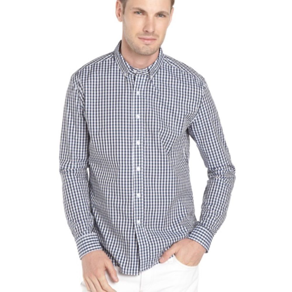 HYDEN YOO NY Blue White Gingham Button Down Shirt